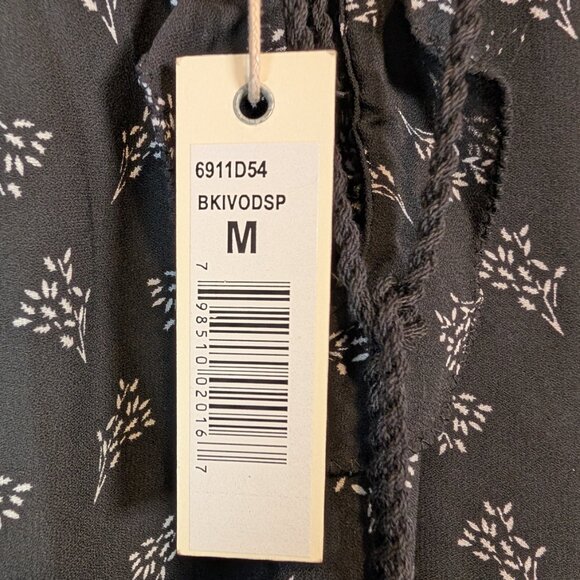 NWT Max Studio Womens Medium Midi Dress Black Long Sleeve Drop Waist Ruffle Trim - Picture 13 of 13